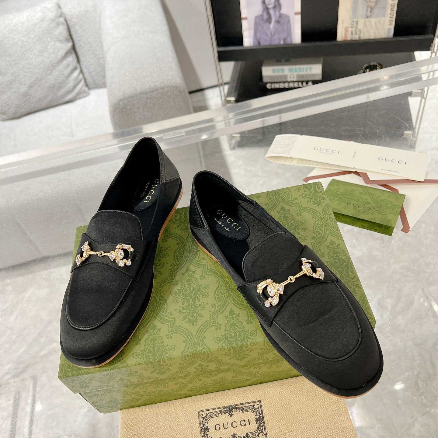Gucci Women's Horsebit Loafer With Crystals - 