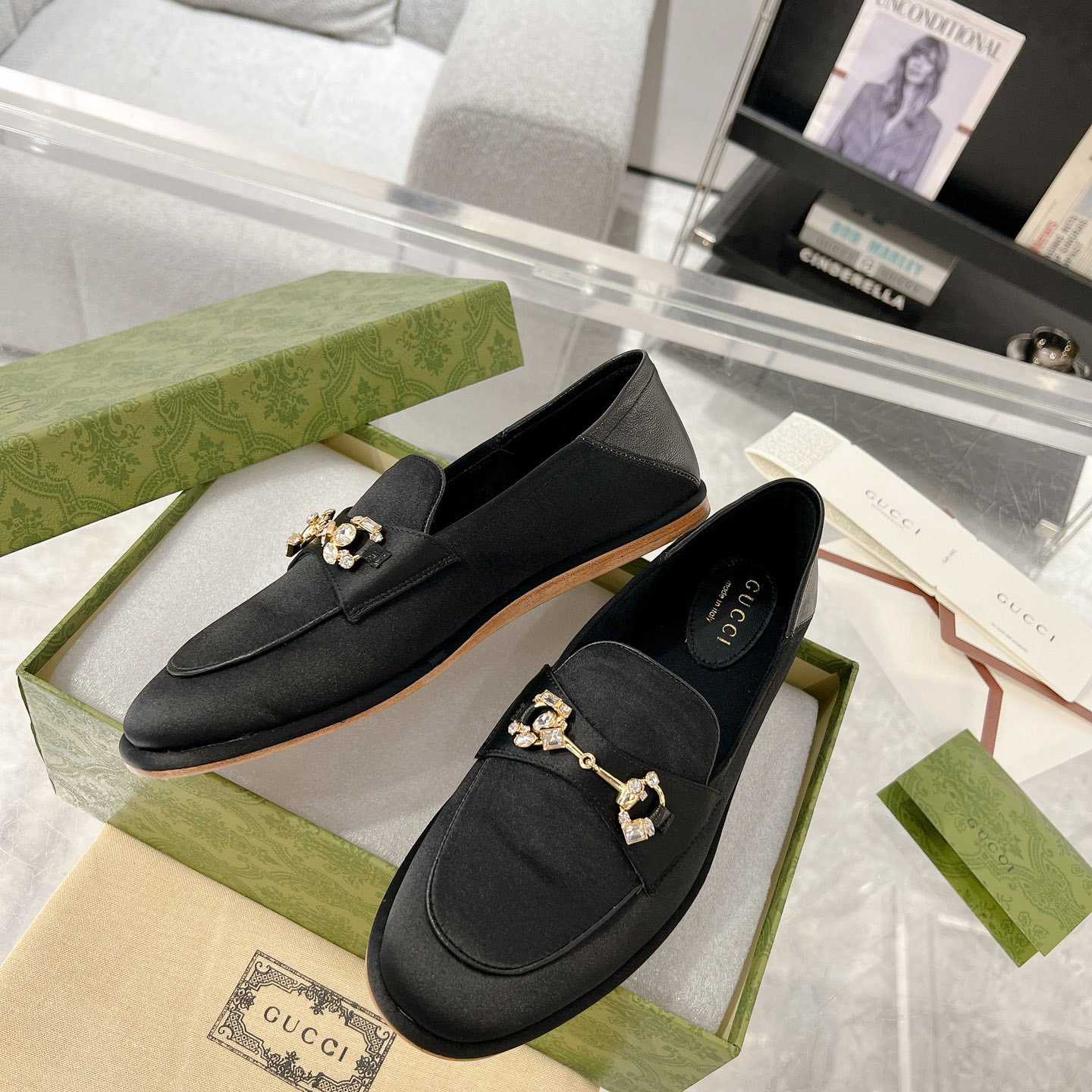 Gucci Women's Horsebit Loafer With Crystals - 