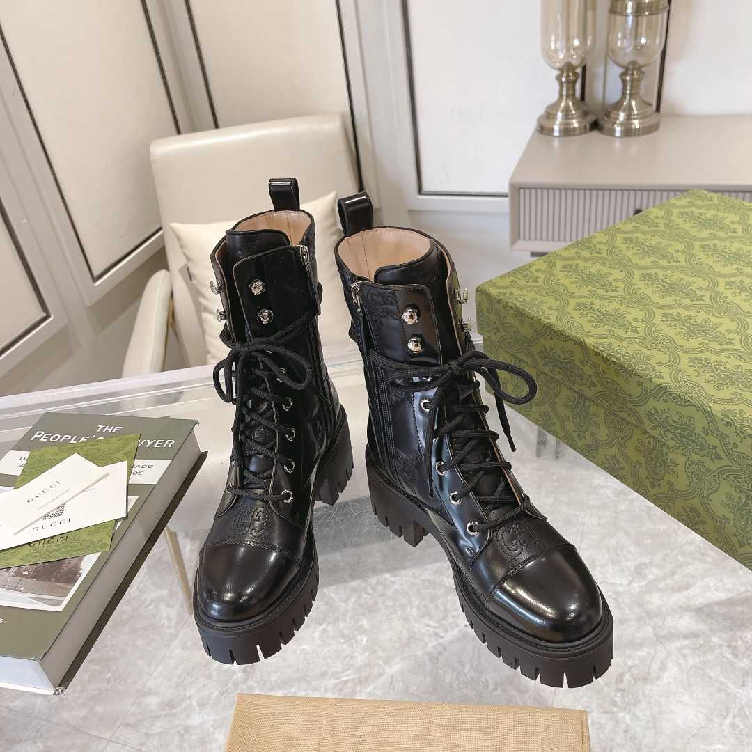 Gucci Women's GG Matelasse Lace-up Boot - 
