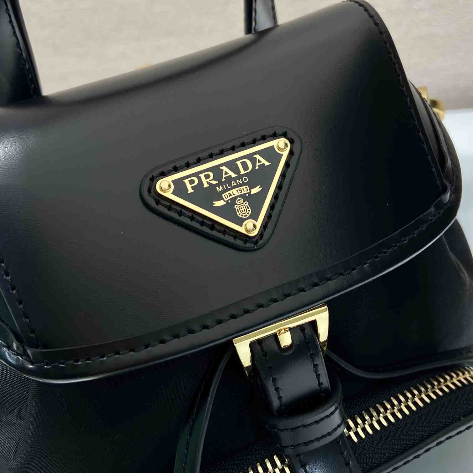 Prada Small Re-Nylon And Brushed Leather Backpack - 
