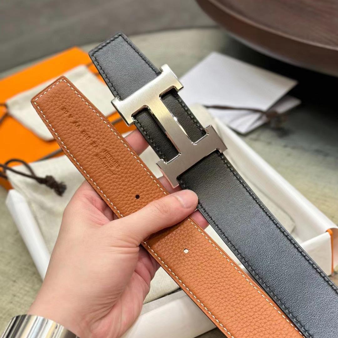 Hermes H Belt Buckle & Reversible Leather Strap - 