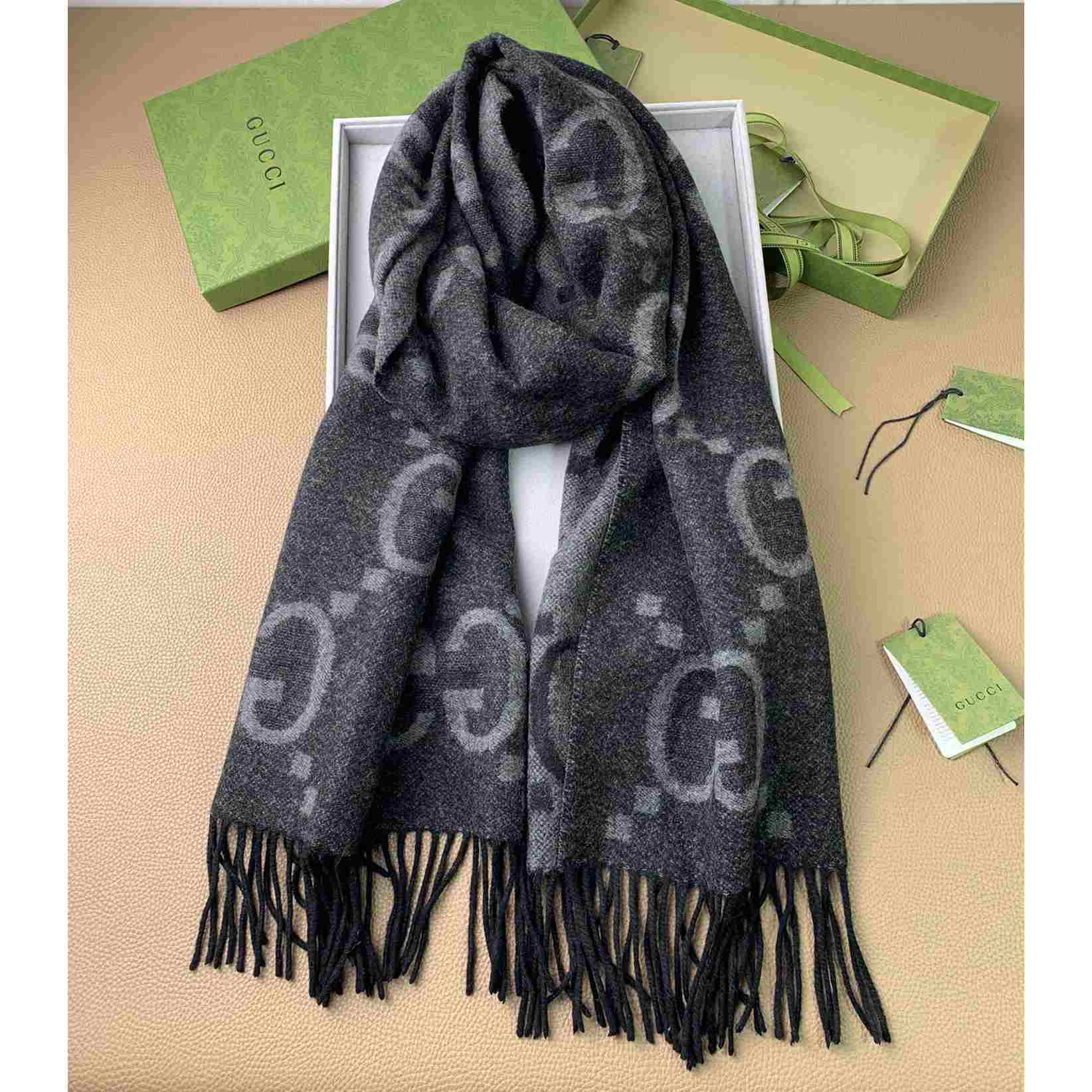 Gucci GG Wool Jacquard Scarf - 