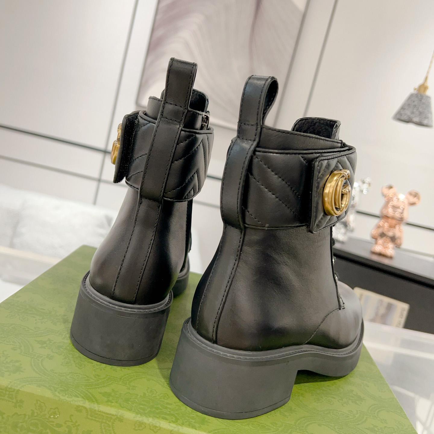 Gucci Marmont Logo-embellished Leather Ankle Boots  - 