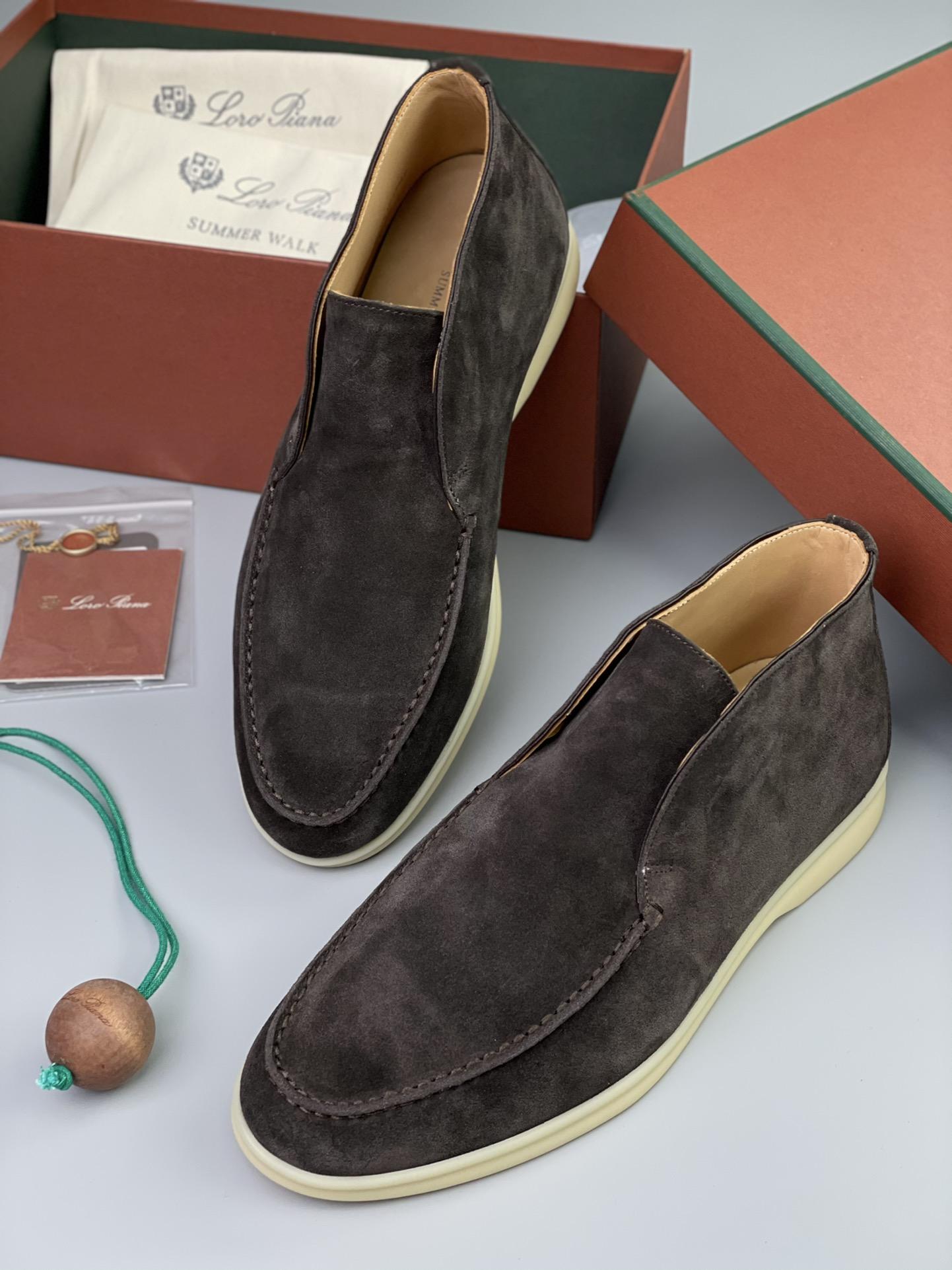 Loro Piana White Sole Summer Walk Loafers In Brown - 
