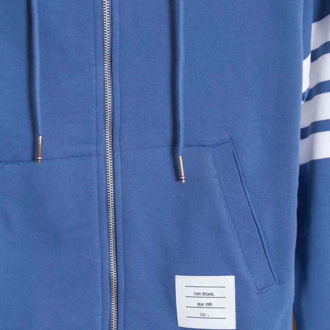 Thom Browne 4-Bar Zip-Up Cotton Hoodie - 