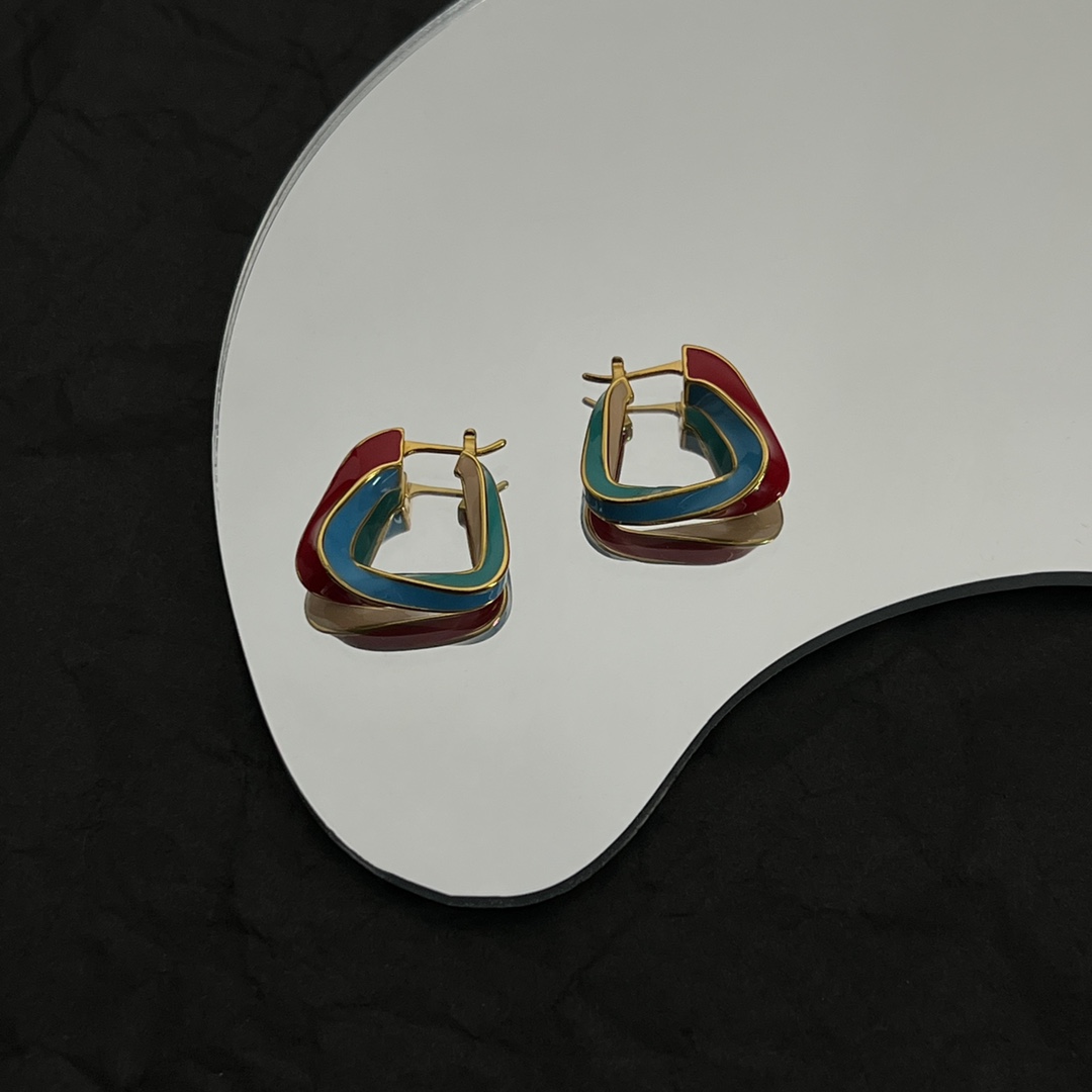 Bottega Veneta Twist Triangle Hoop Earrings - 