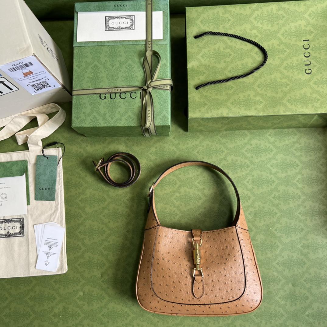 Gucci Jackie 1961 Ostrich Small Shoulder Bag(27.5*19*4cm) - 