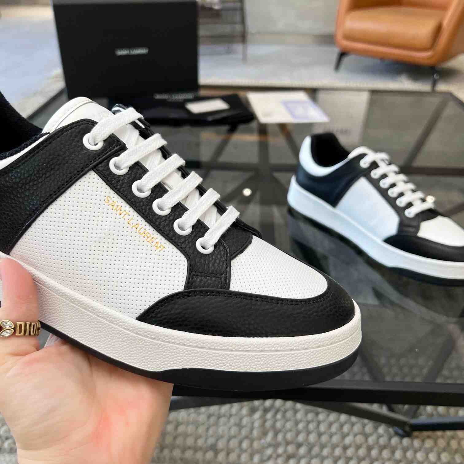 Saint Laurent SL/61 Low-top Sneakers In Perforated Leather - 