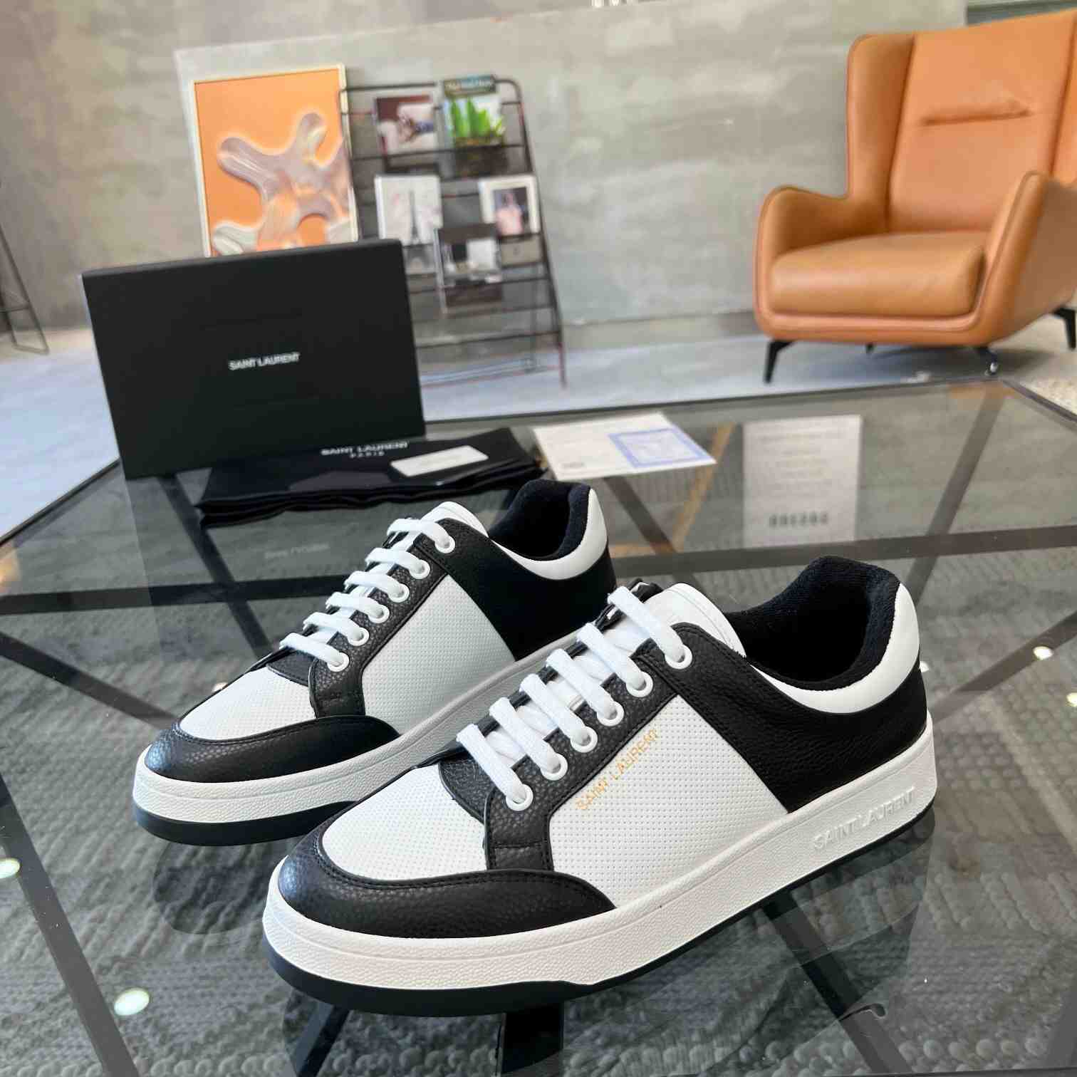 Saint Laurent SL/61 Low-top Sneakers In Perforated Leather - 