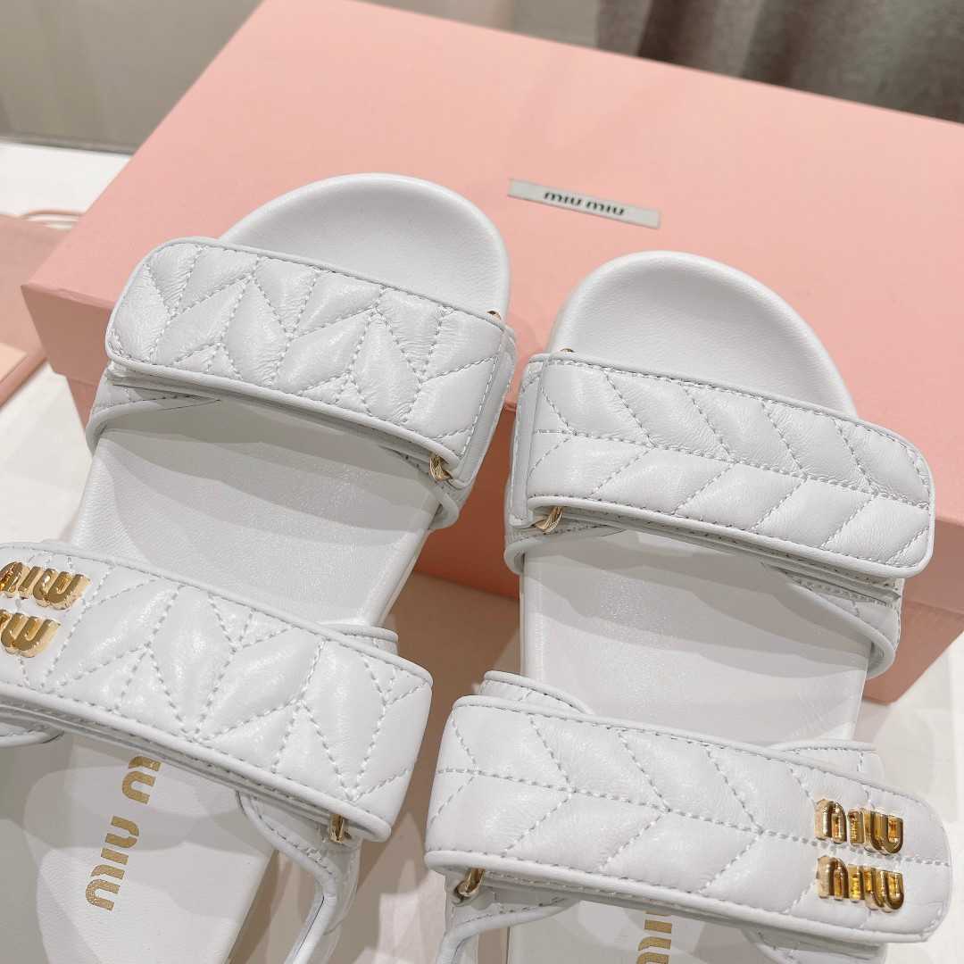 Miu Miu Sporty Matelassé Nappa Leather Sandals - 