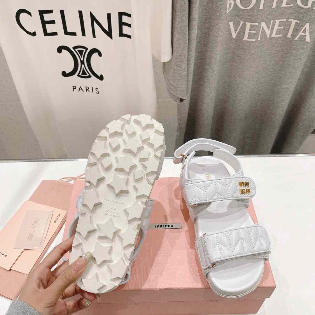 Miu Miu Sporty Matelassé Nappa Leather Sandals - 