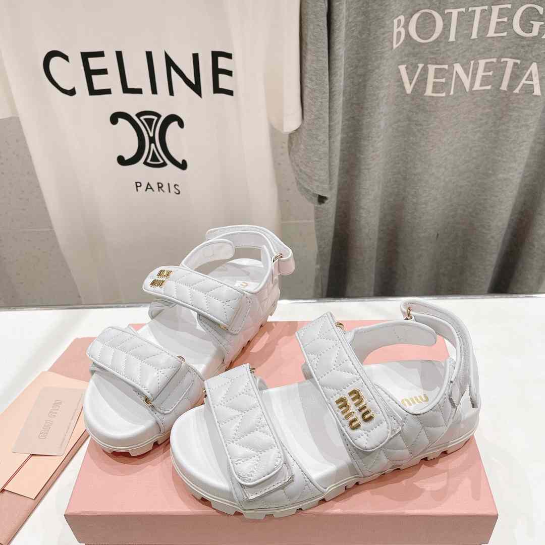 Miu Miu Sporty Matelassé Nappa Leather Sandals - 