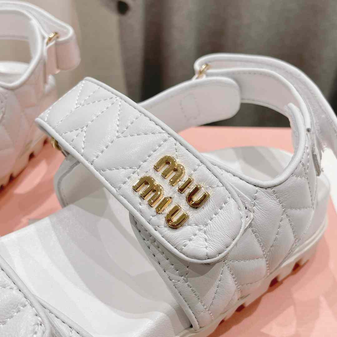 Miu Miu Sporty Matelassé Nappa Leather Sandals - 