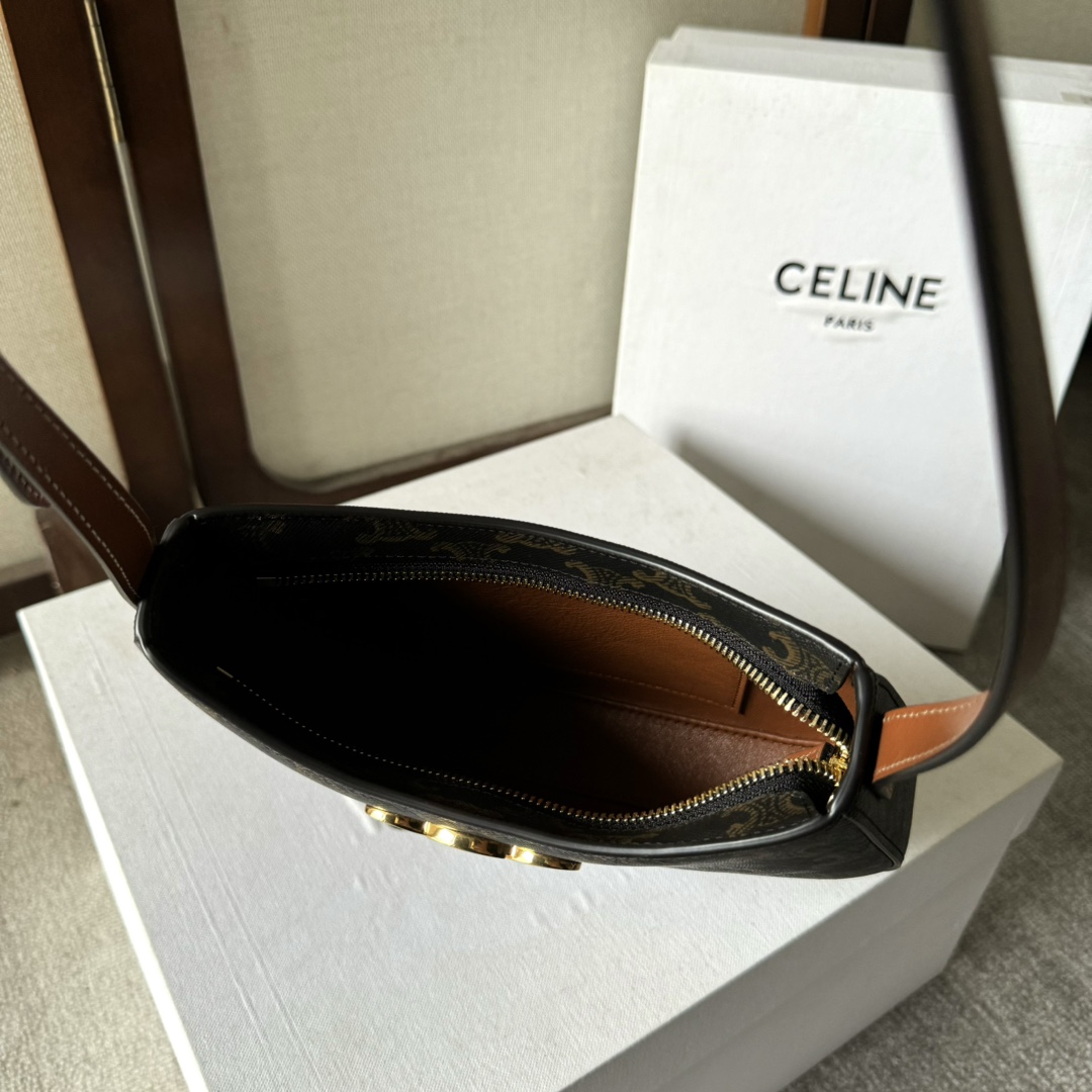 Celine Medium Tilly Bag In Triomphe Canvas And Calfskin  - 