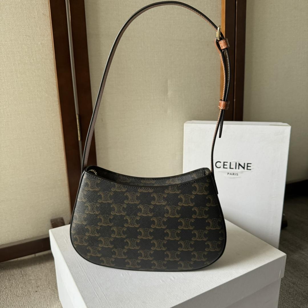 Celine Medium Tilly Bag In Triomphe Canvas And Calfskin  - 