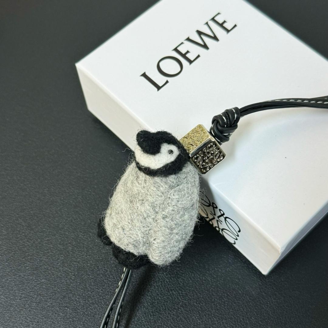 Loewe Baby Penguin Charm In Felt And Calfskin - 