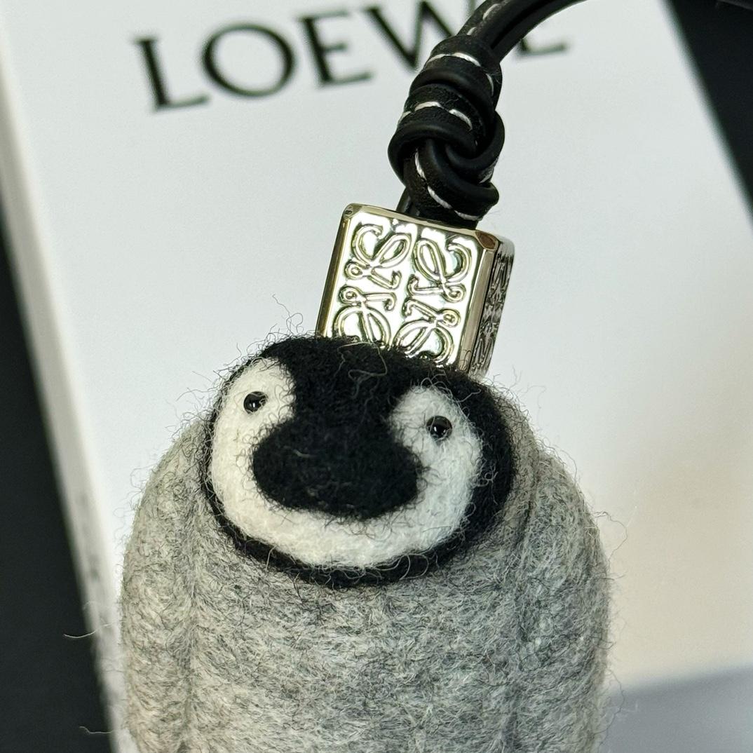 Loewe Baby Penguin Charm In Felt And Calfskin - 