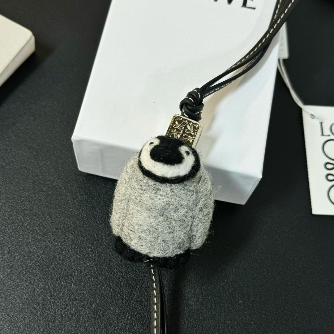 Loewe Baby Penguin Charm In Felt And Calfskin - 