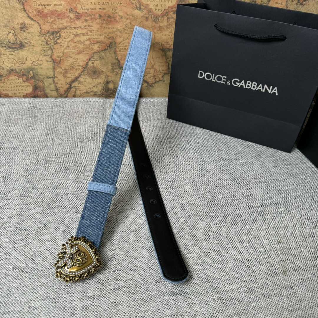 Dolce & Gabbana Devotion Denim Belt - 