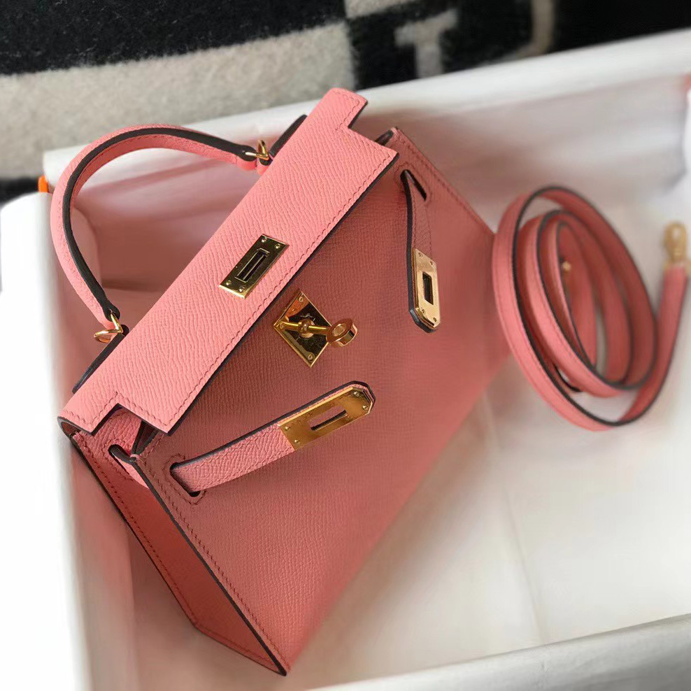 Hermes HM Kelly Mini 20 pink Epsom Gold Hardware （19-13-6.5cm） - 
