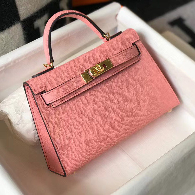 Hermes HM Kelly Mini 20 pink Epsom Gold Hardware （19-13-6.5cm） - 