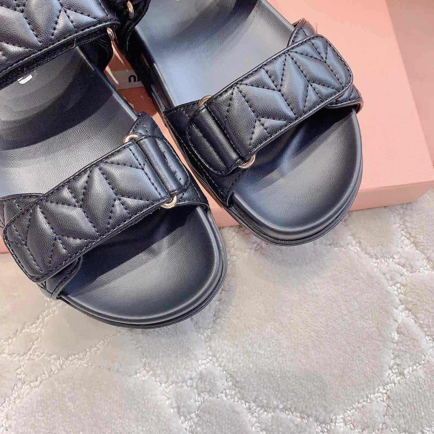 Miu Miu Sporty Matelassé Nappa Leather Sandals - 