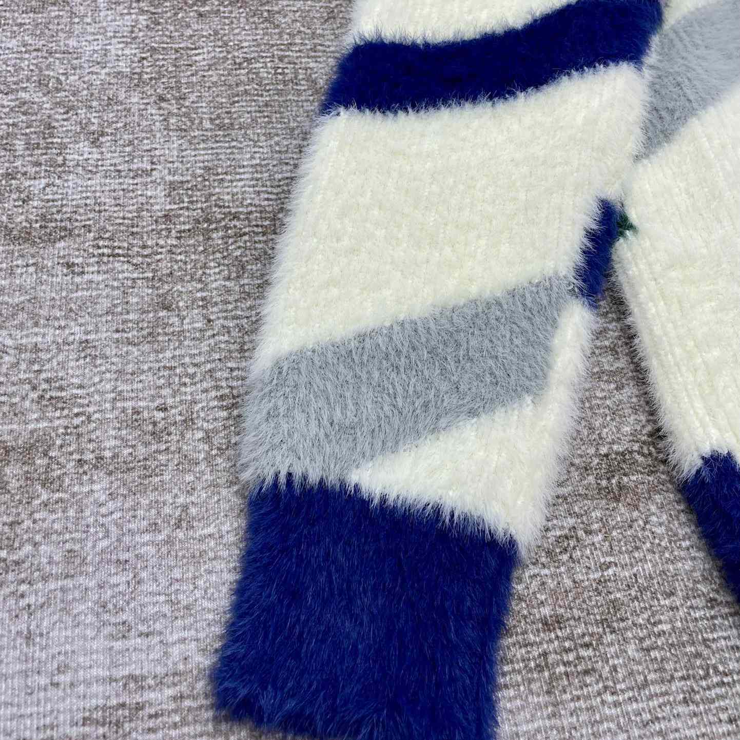 Casablanca  Furry Striped Zip Up Jumper - 