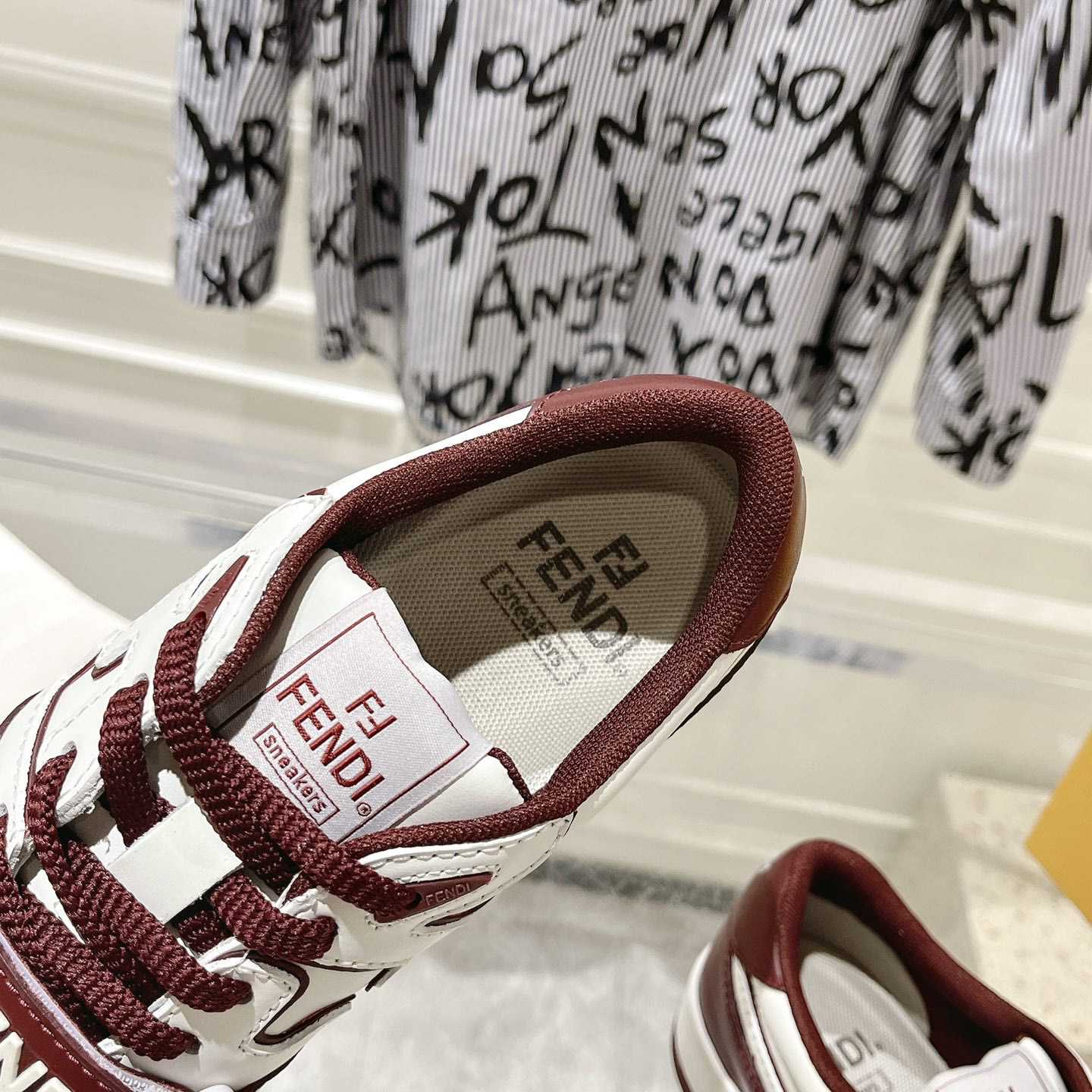 Fendi Match Burgundy Leather Low-tops - 
