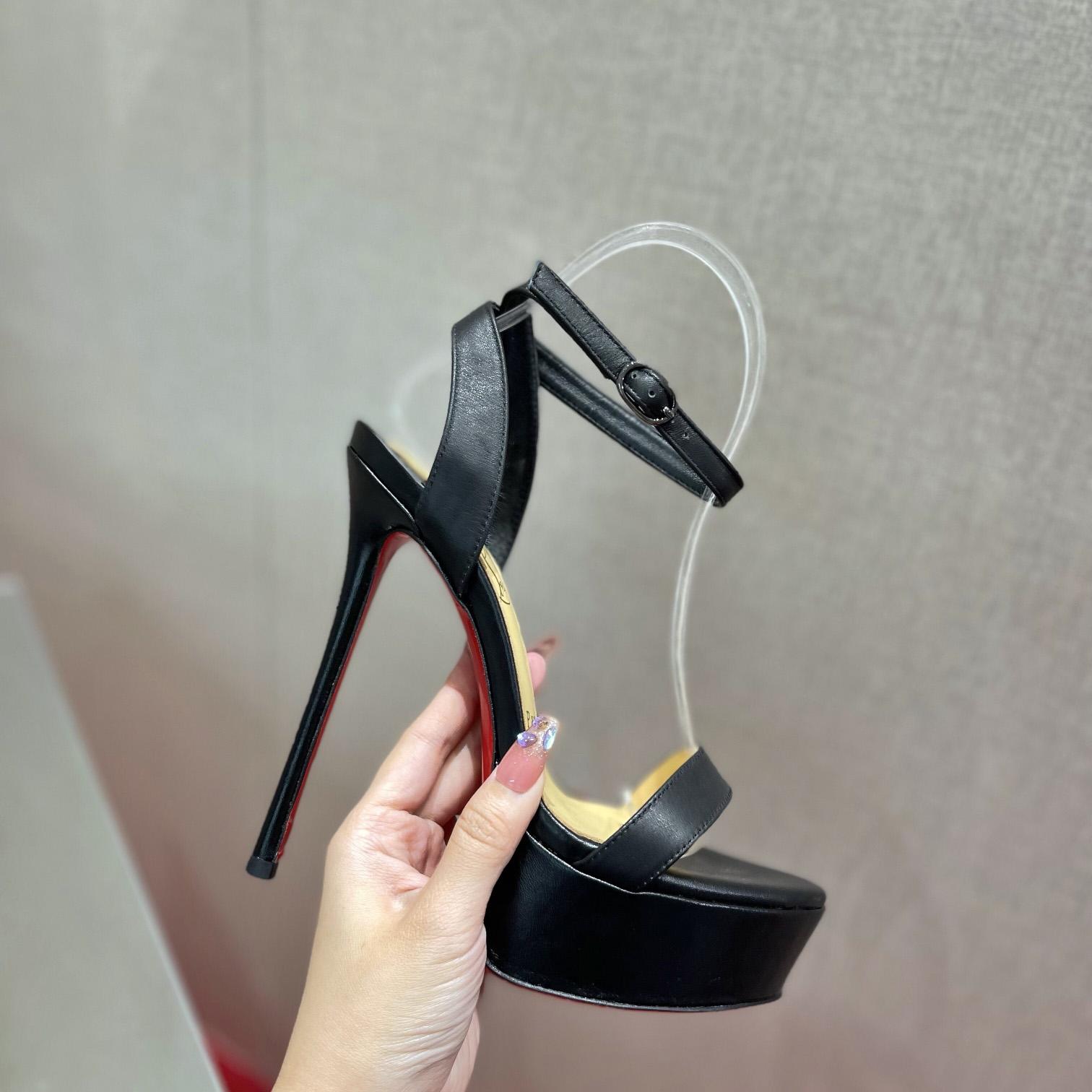 Christian Louboutin Loubi Queen Alta 150 Leather Platform Sandals - 