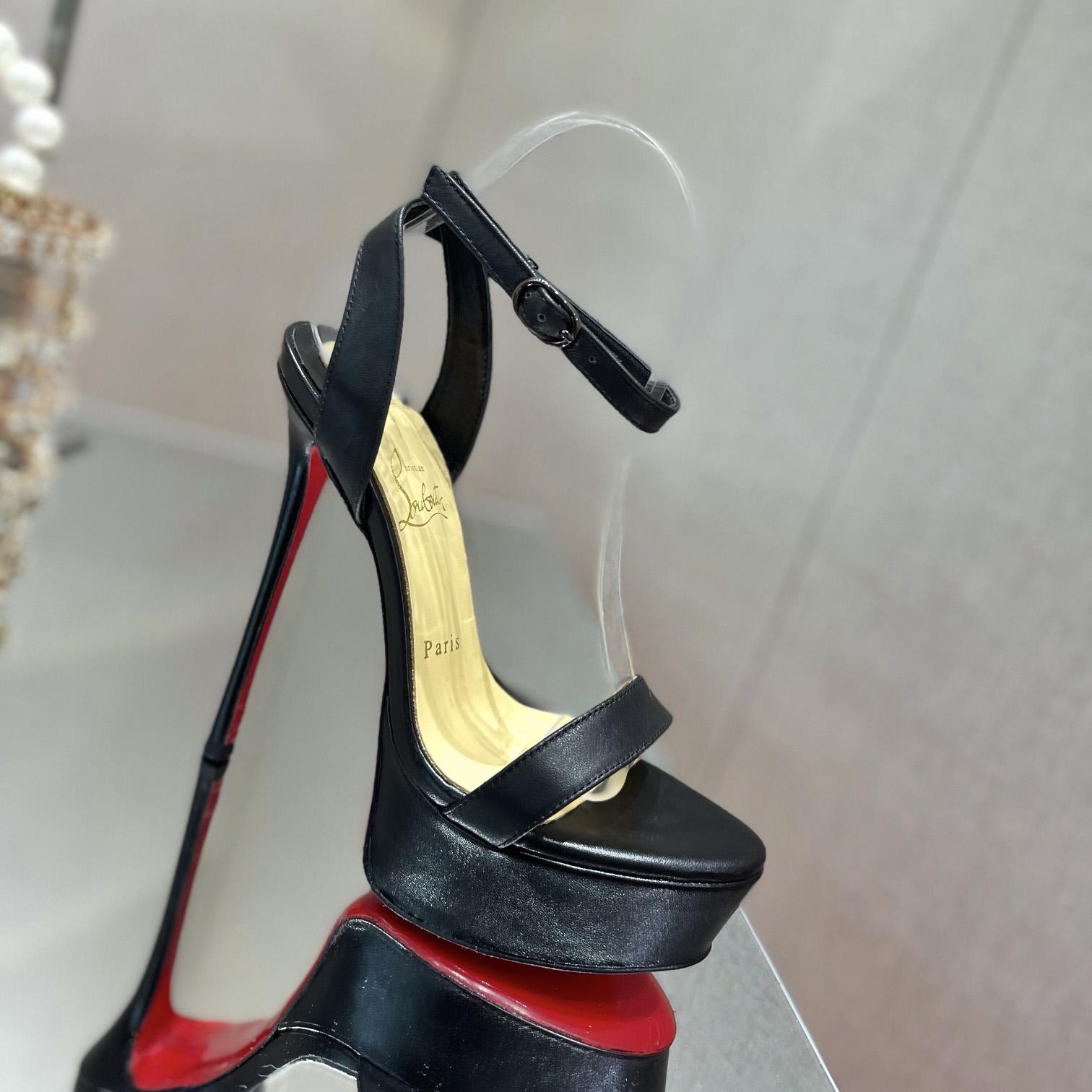Christian Louboutin Loubi Queen Alta 150 Leather Platform Sandals - 