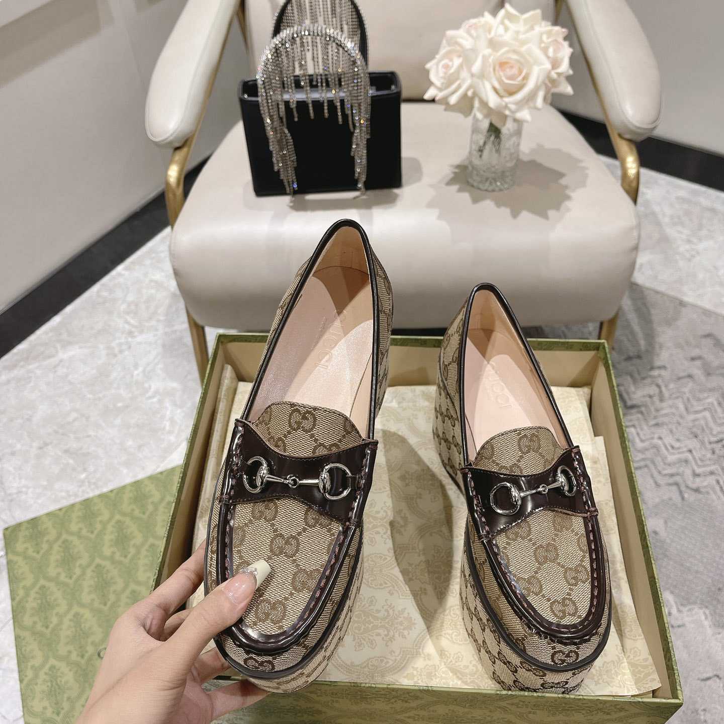 Gucci Women's Horsebit Wedge Loafer - DesignerGu