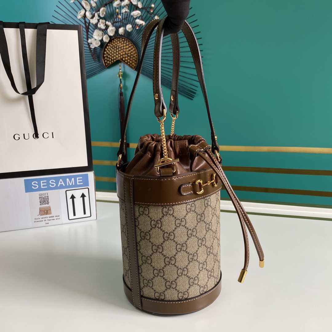 Gucci Horsebit 1955 Small Bucket Bag 'Beige'  (16-14-14cm) - 