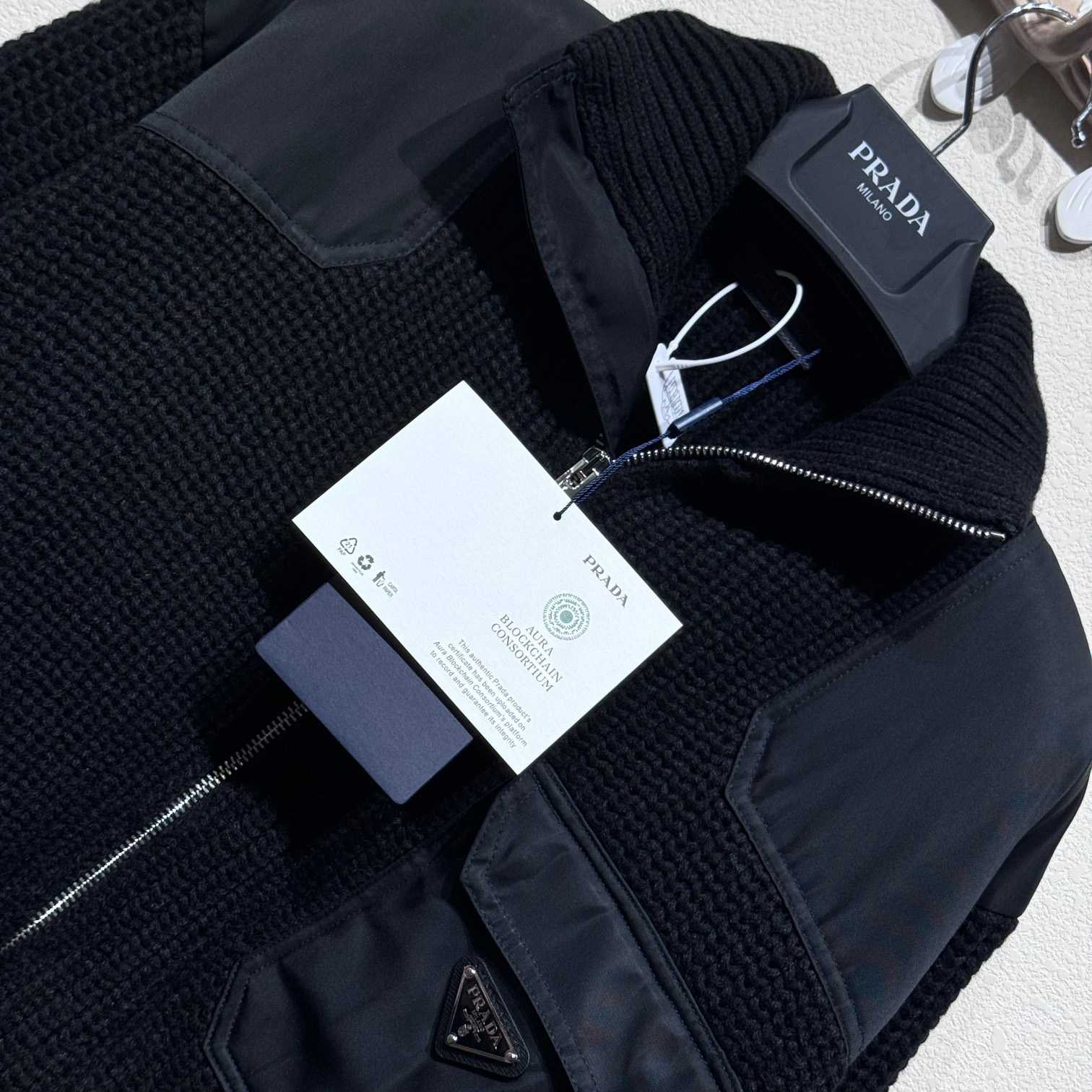 Prada Wool And Cashmere Cardigan With Re-Nylon Details - 