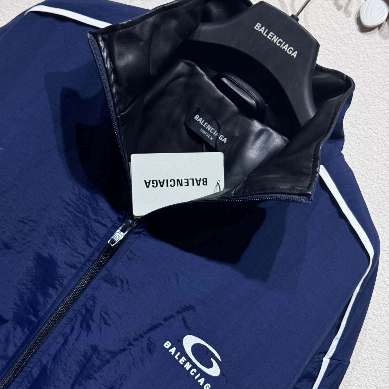 Balenciaga Loop Sports Icon Large Tracksuit Jacket In Navy Blue - 