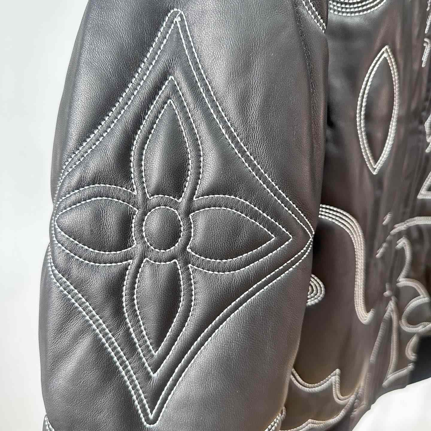 Louis Vuitton Embroidered Leather Bomber Jacket   - 