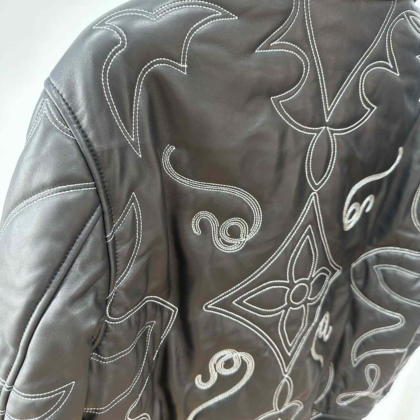Louis Vuitton Embroidered Leather Bomber Jacket   - 