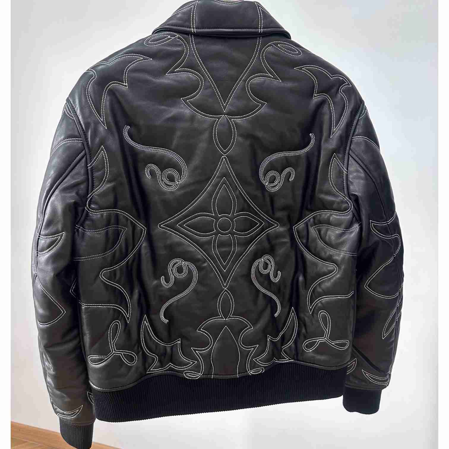 Louis Vuitton Embroidered Leather Bomber Jacket   - 