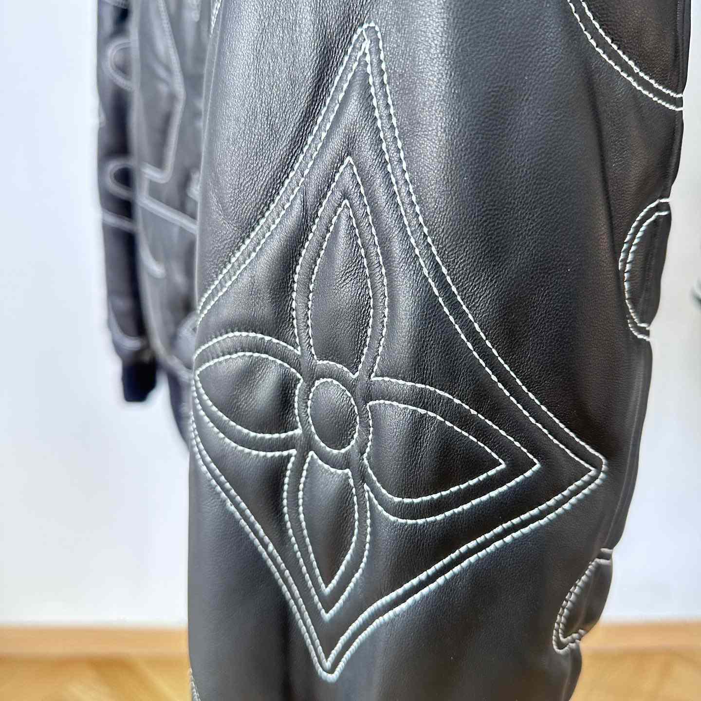 Louis Vuitton Embroidered Leather Bomber Jacket   - 