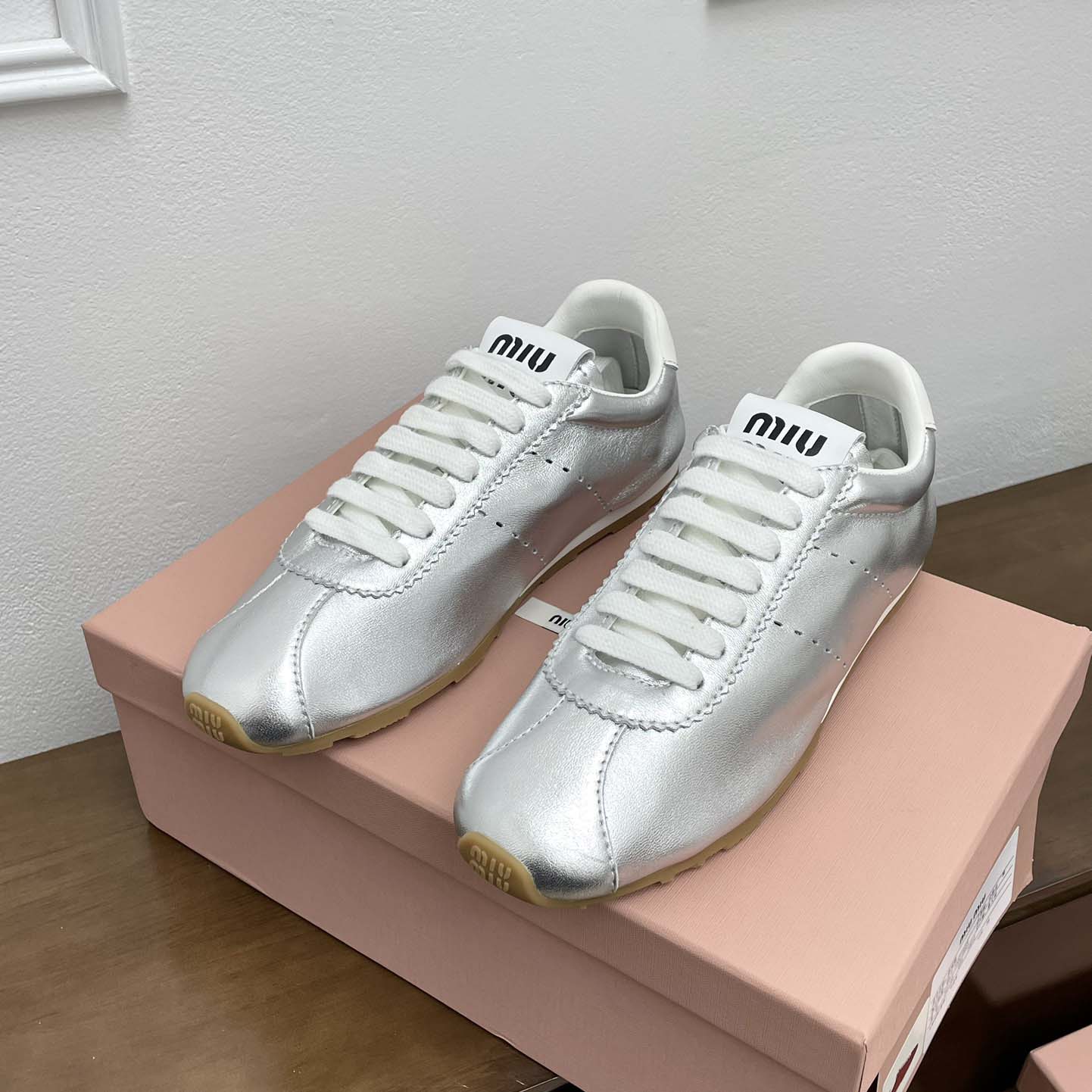 Miu Miu Plume Mordoré Calfskin Sneakers - 