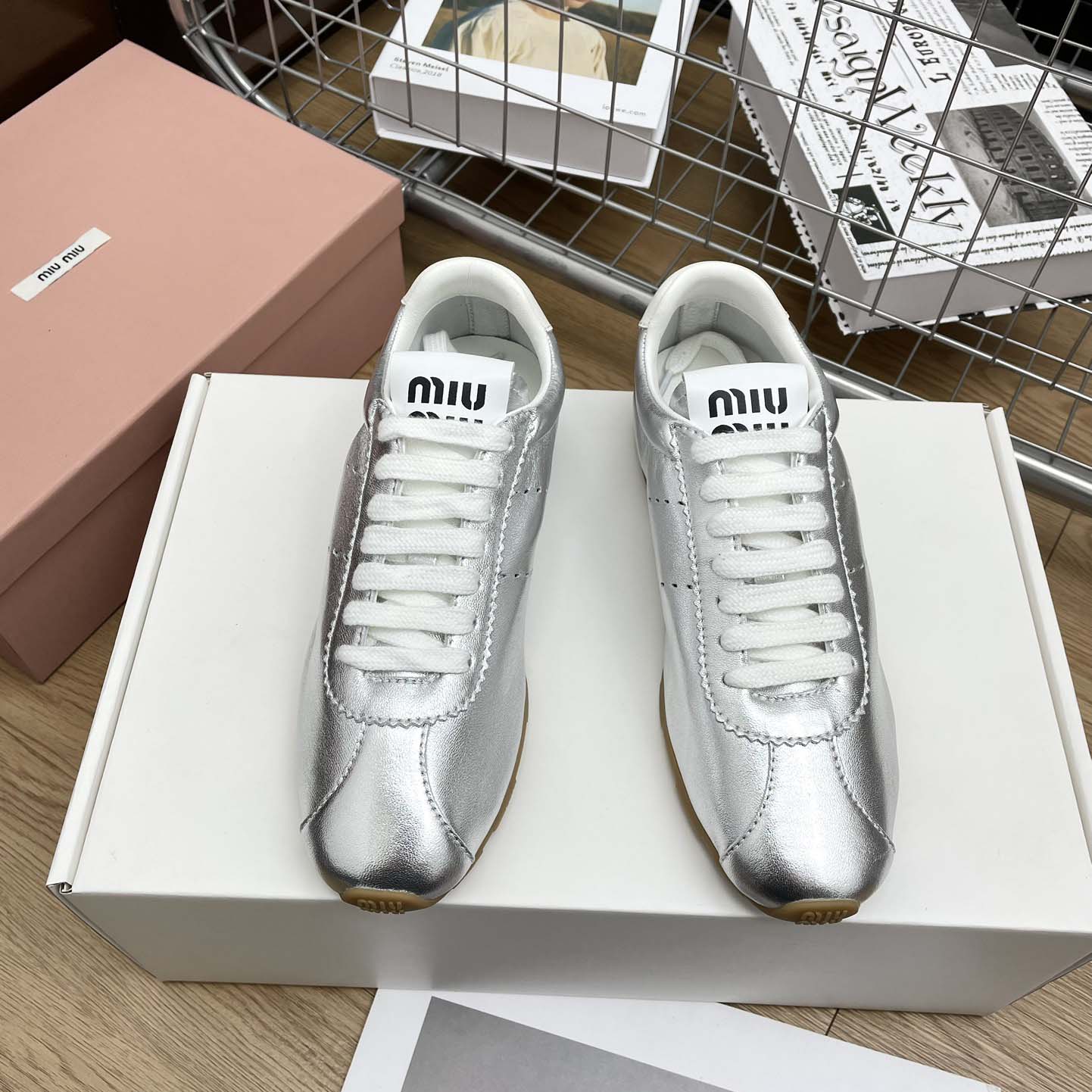 Miu Miu Plume Mordoré Calfskin Sneakers - 