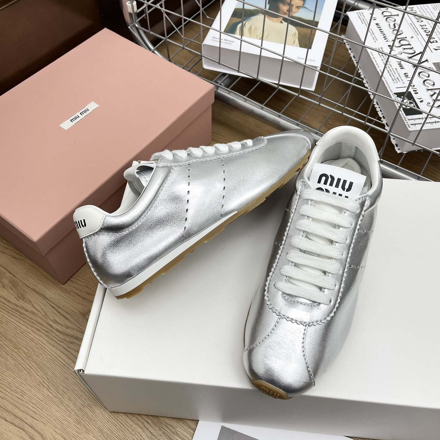 Miu Miu Plume Mordoré Calfskin Sneakers - 