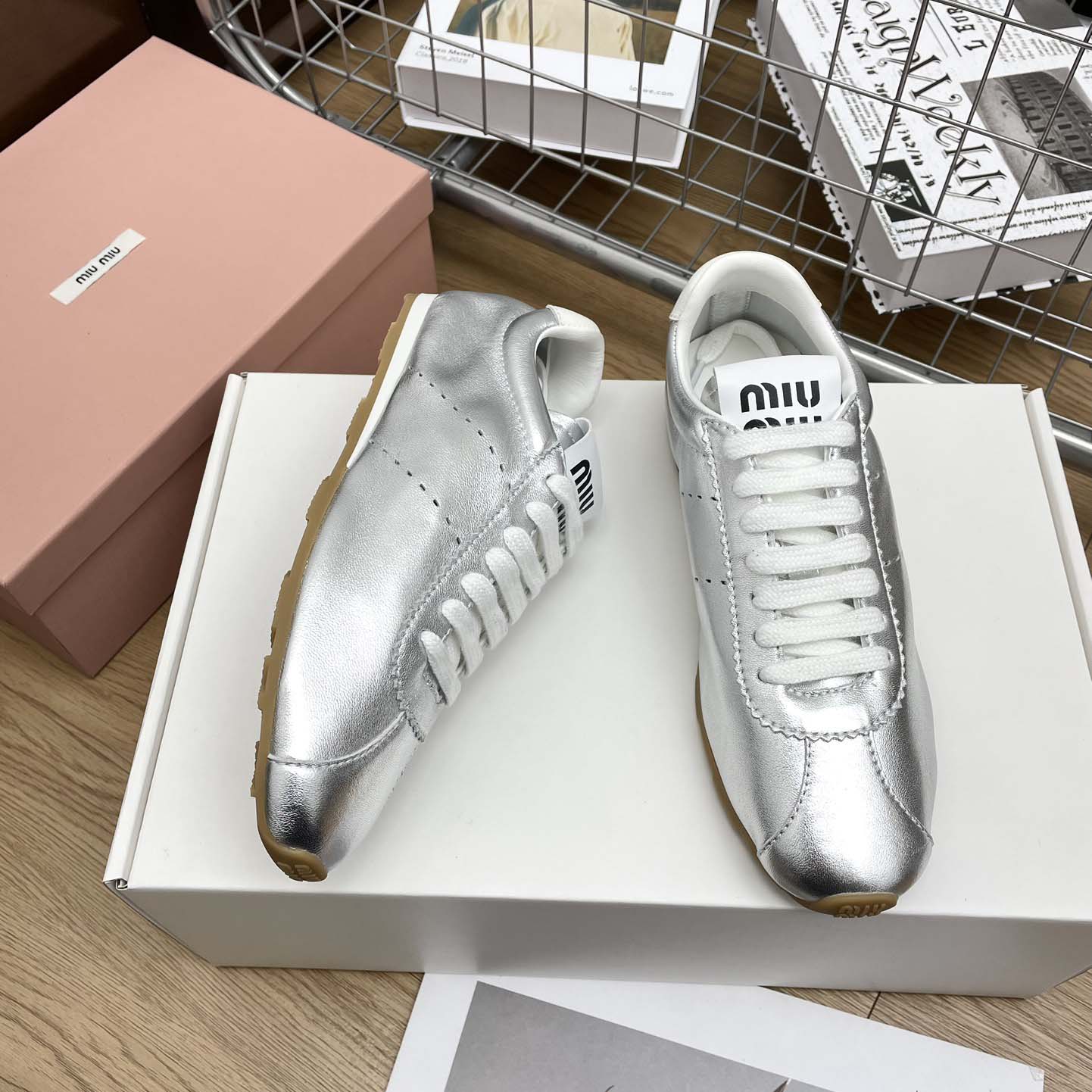 Miu Miu Plume Mordoré Calfskin Sneakers - 