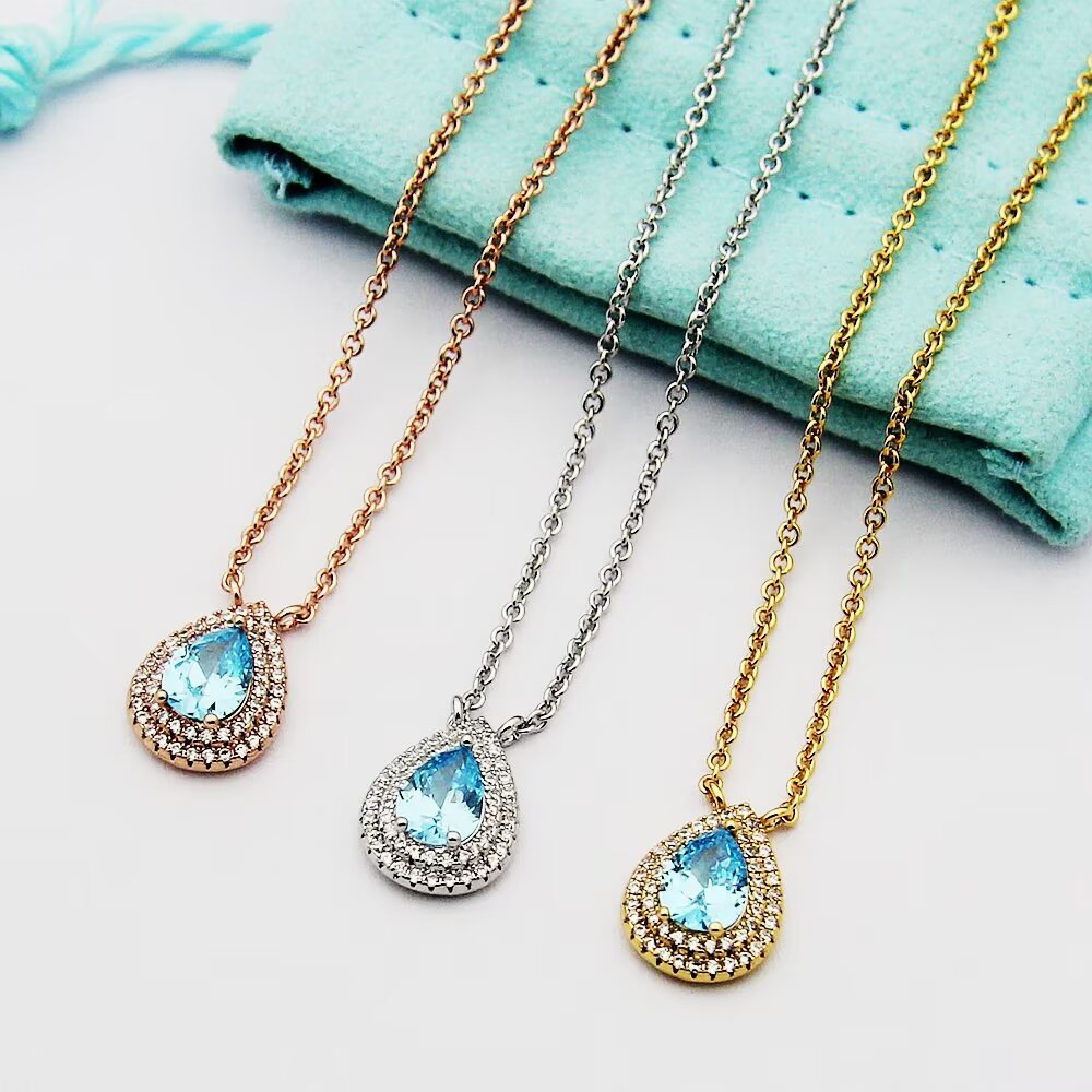 Tiffany & Co. Aquamarine and Diamond Pendant - 