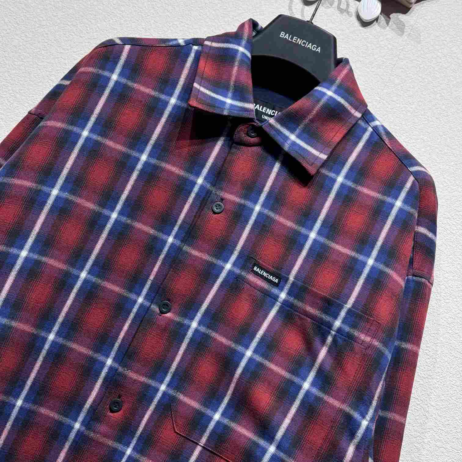 Balenciaga Lined Shirt In Red And Blue - DesignerGu