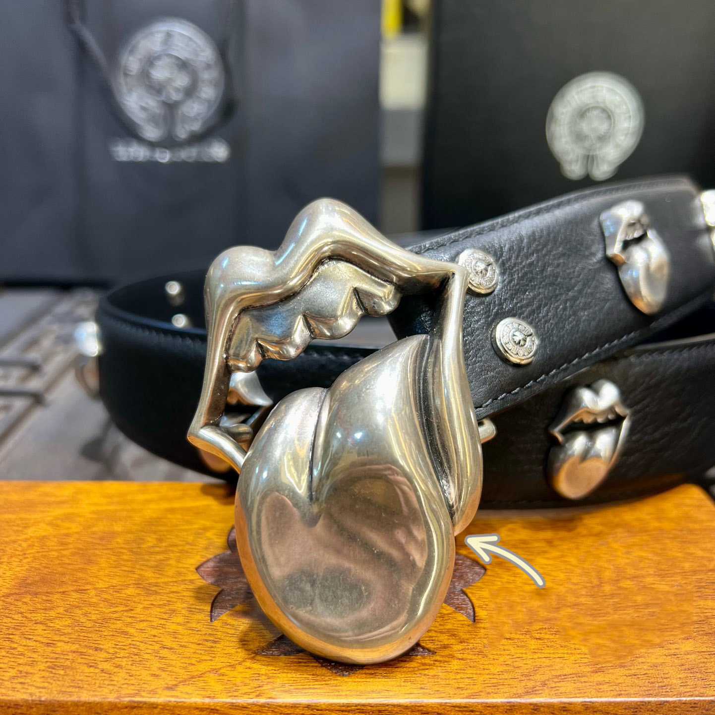 Chrome Hearts Rolling Stones Studded Belt & Buckle - 