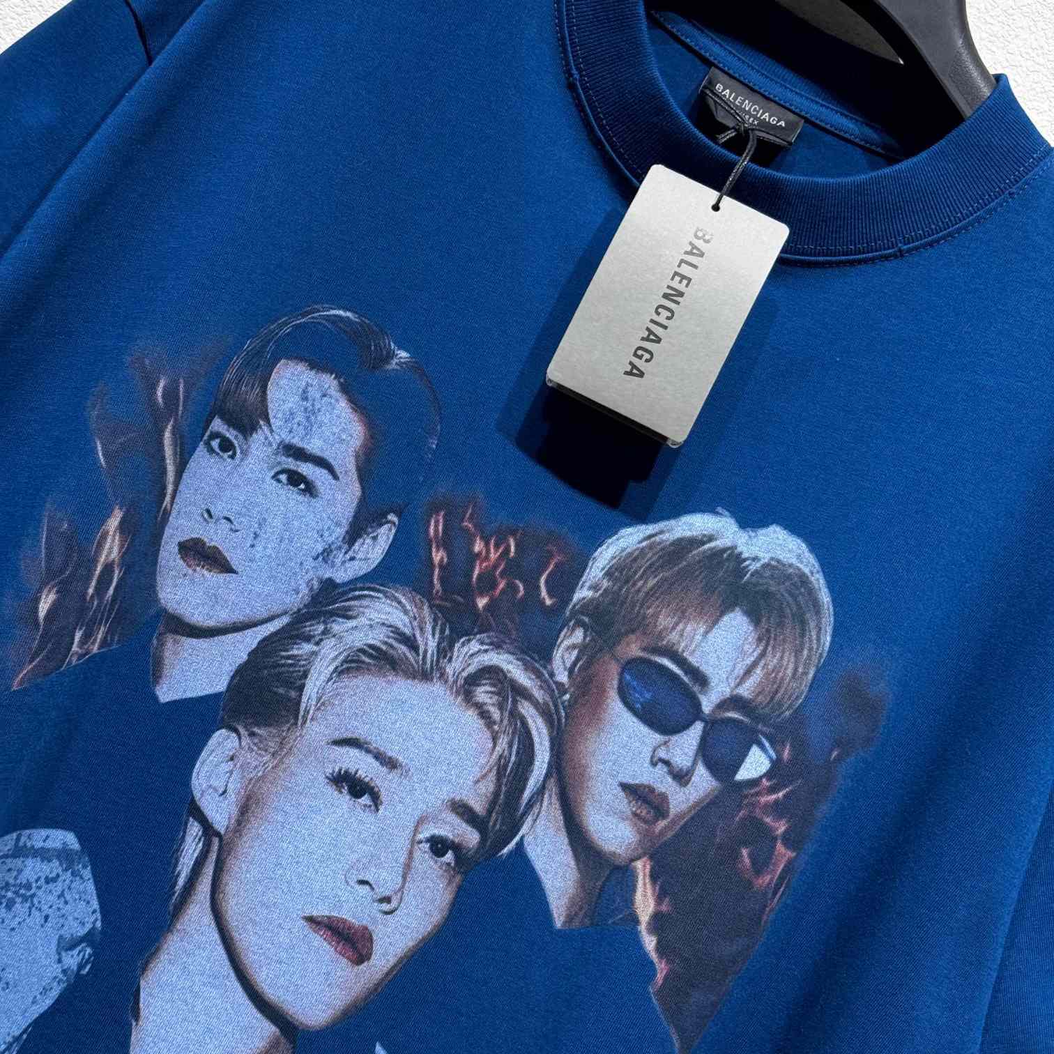 Balenciaga PP Krit Oversized T-Shirt In Dark Blue Dry Jersey - 
