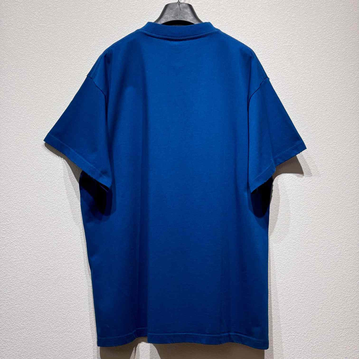 Balenciaga PP Krit Oversized T-Shirt In Dark Blue Dry Jersey - DesignerGu