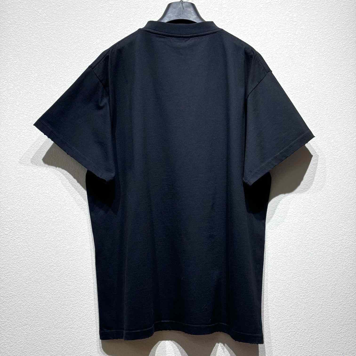 Balenciaga Michelle Boxy T-Shirt In faded Washed Black Dry Jersey - DesignerGu