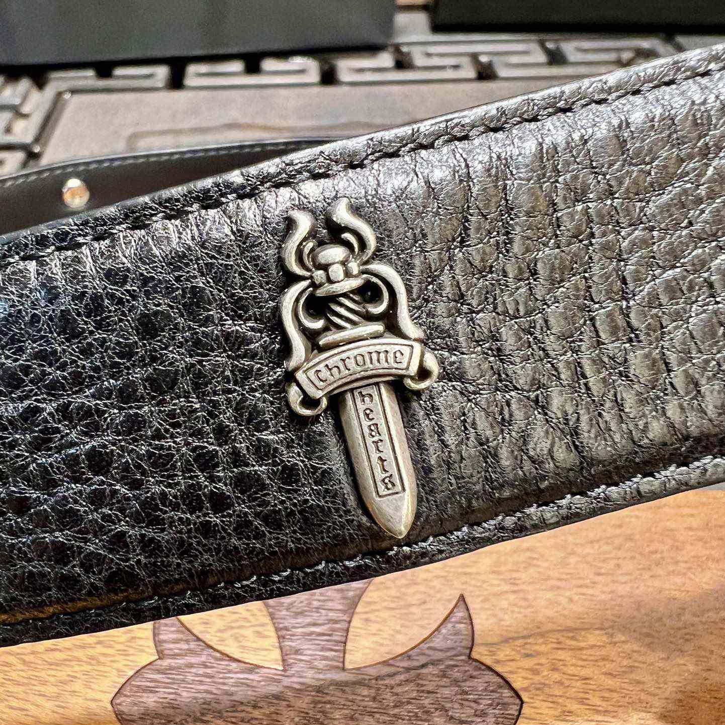 Chrome Hearts Retro Punk Rock Genuine Leather Belt   38MM - 