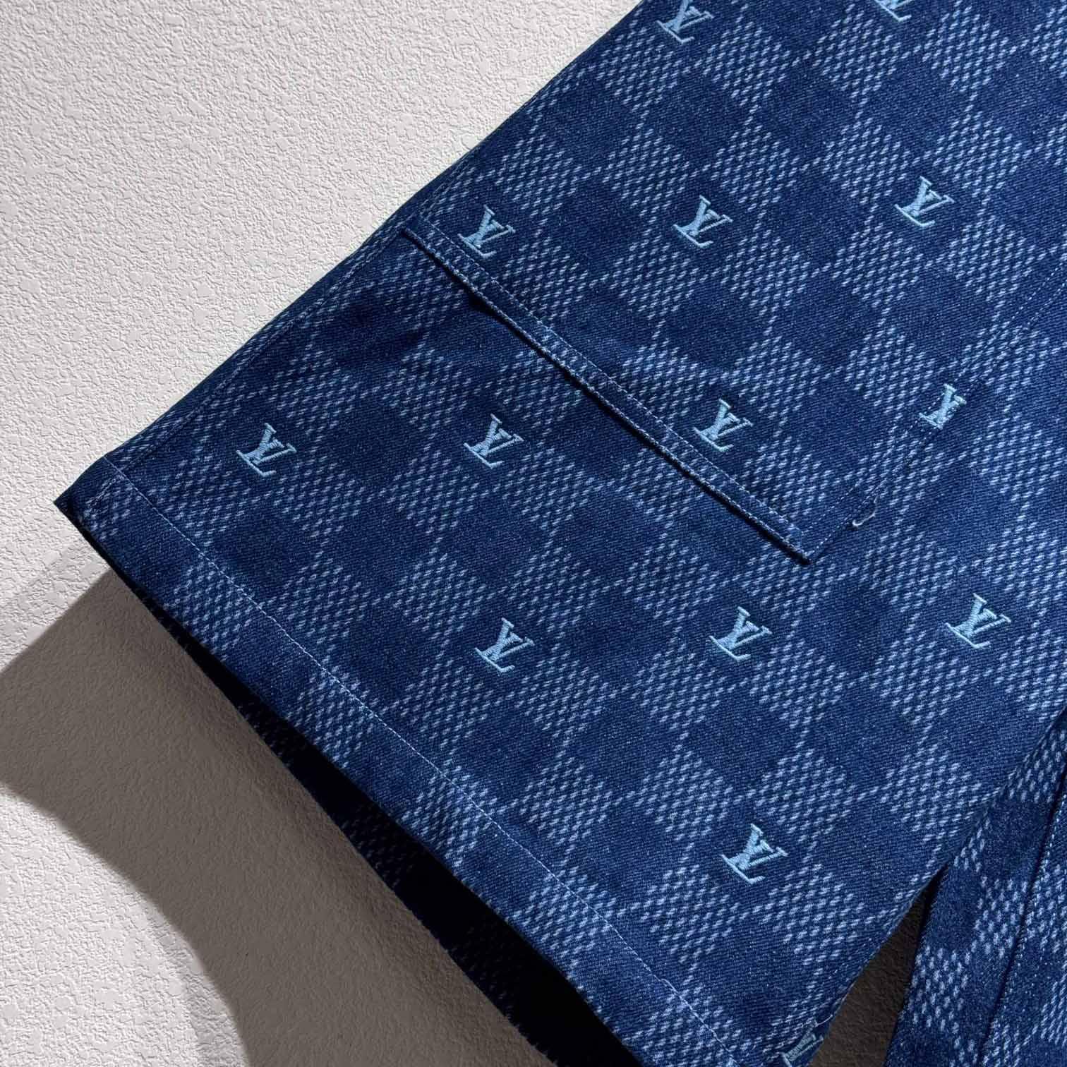 Louis Vuitton Embroidered Damier Denim Shorts  1AFVO5 - 